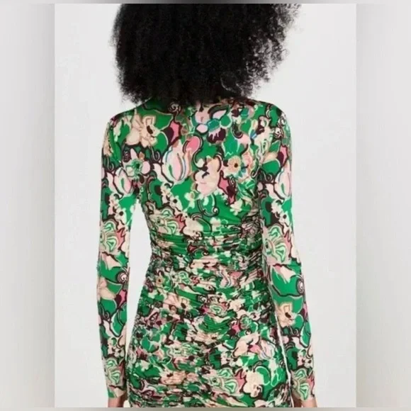 A.L.C. ALC KIKI GREEN Floral Long Sleeve MINI GREEN Dress SMALL NWT A.L.C. ALC KIKI GREEN Floral Long Sleeve MINI GREEN Dress SMALL NWT